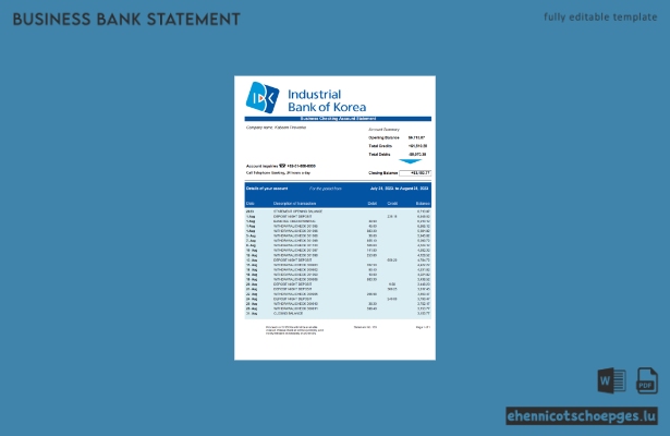 Geschäftsbericht der Industrial Bank of Korea (Word- und PDF-Beispiel)
